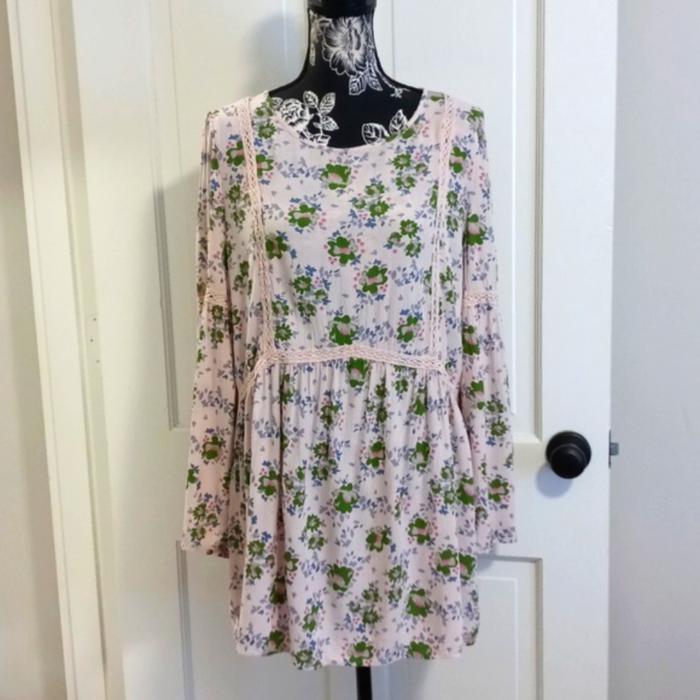 🌱Matilda Jane🌱 - Pink Floral "Like A Lady" Bell Sleeve Tunic Top OR Dress